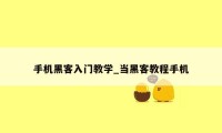 手机黑客入门教学_当黑客教程手机
