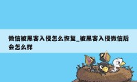 微信被黑客入侵怎么恢复_被黑客入侵微信后会怎么样