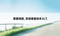 黑客网游_页游黑客技术入门