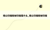 端口扫描隐秘扫描是什么_端口扫描隐秘扫描