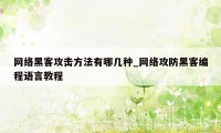 网络黑客攻击方法有哪几种_网络攻防黑客编程语言教程