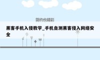 黑客手机入侵教学_手机自测黑客侵入网络安全