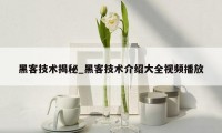黑客技术揭秘_黑客技术介绍大全视频播放