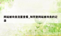 网站被攻击流量查看_如何查网站被攻击的记录