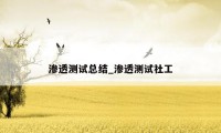渗透测试总结_渗透测试社工