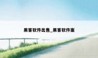 黑客软件出售_黑客软件案