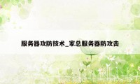 服务器攻防技术_家总服务器防攻击