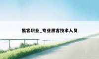 黑客职业_专业黑客技术人员