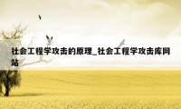 社会工程学攻击的原理_社会工程学攻击库网站