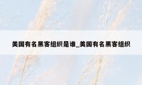 美国有名黑客组织是谁_美国有名黑客组织