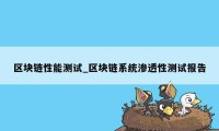 区块链性能测试_区块链系统渗透性测试报告