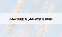 ddos攻击行为_ddos攻击现象特征